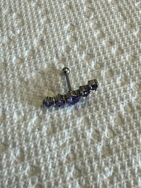 Sterling Silver Purple Gem Cluster Ear Piercing Jewelry - earring